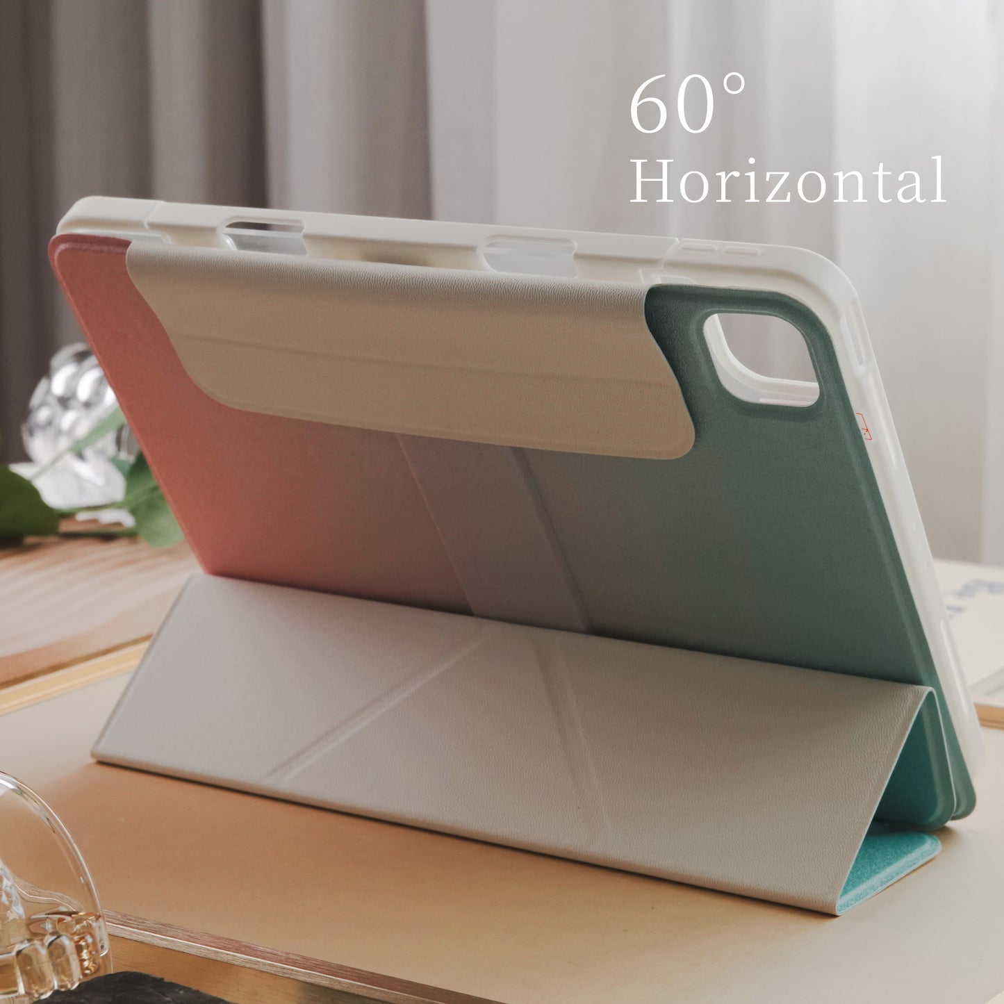 Blue Pink Gradient Star Magnetic Ring with 360° Adjustable Feature and Pencil Slot iPad Case