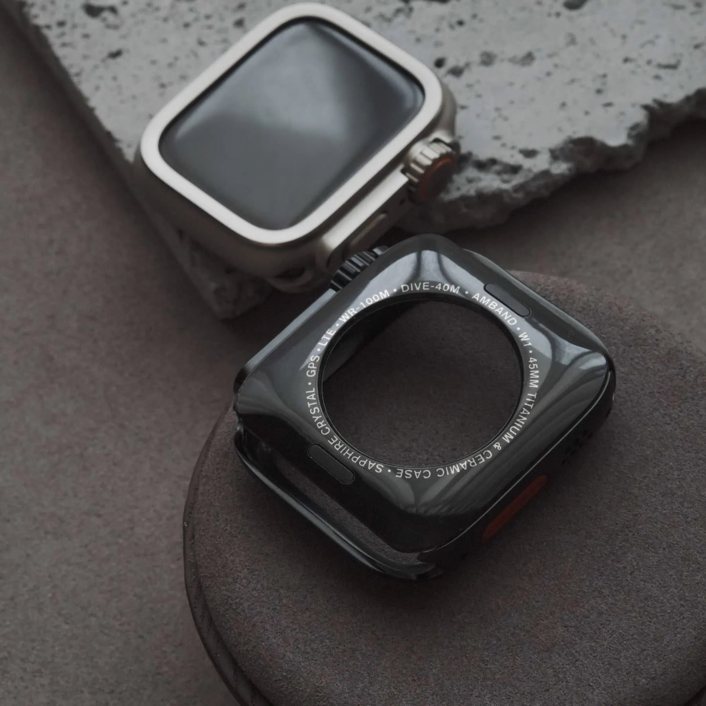 Full-Coverage Brushed Metal Texture Apple Watch Protective Case