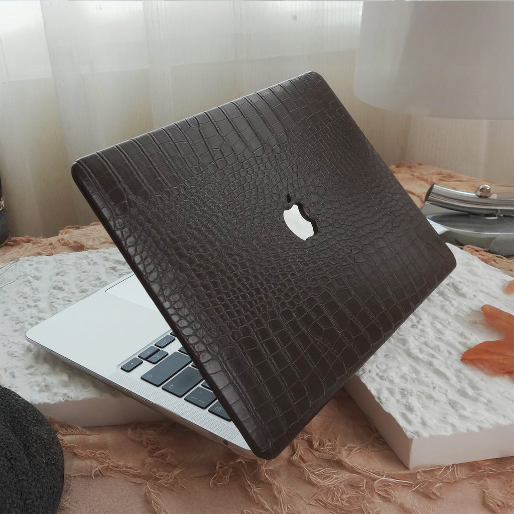 Leather Series ♾ Dark Brown Crocodile Leather MacBook Case