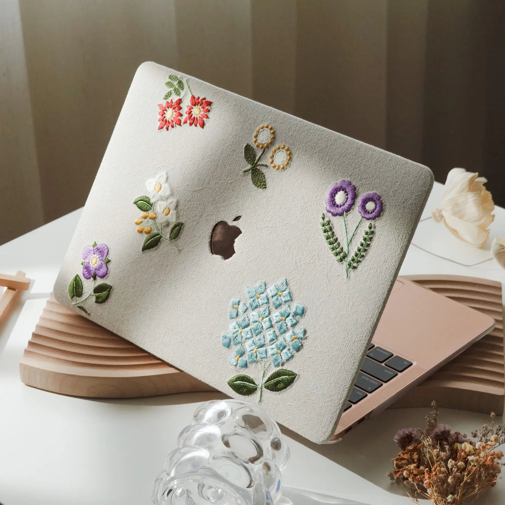 Embroidered Series ♾ Spring Whispers – Textured Stitch MacBook Case