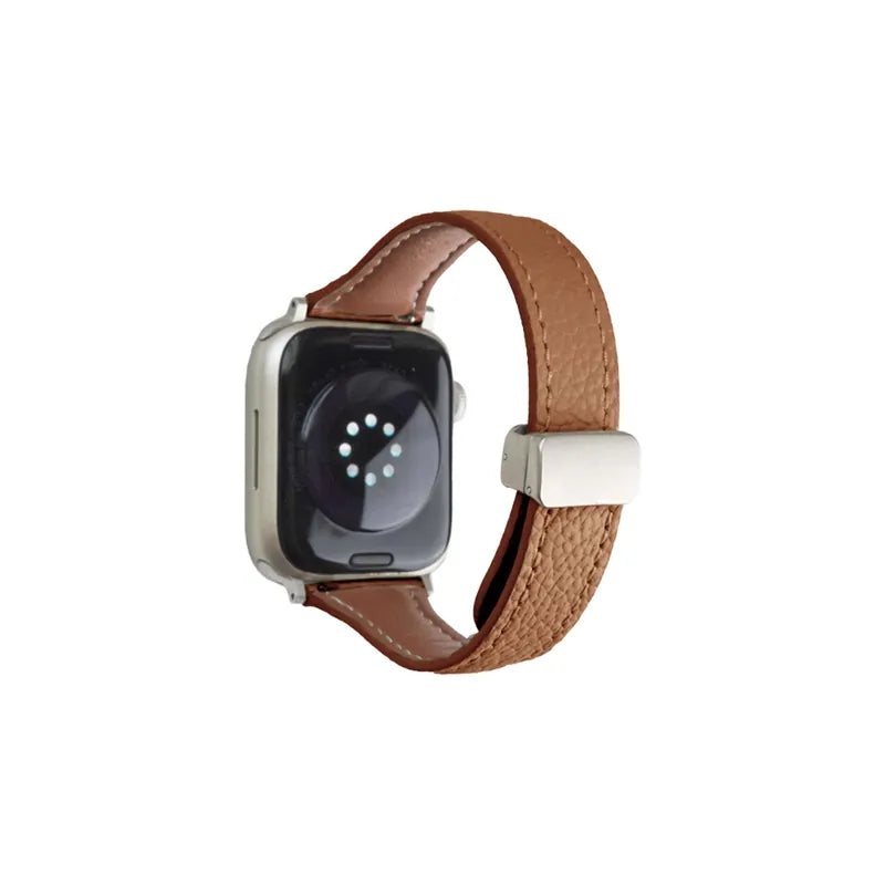 Slim Magnetic Lychee Texture Leather Apple Watch Band