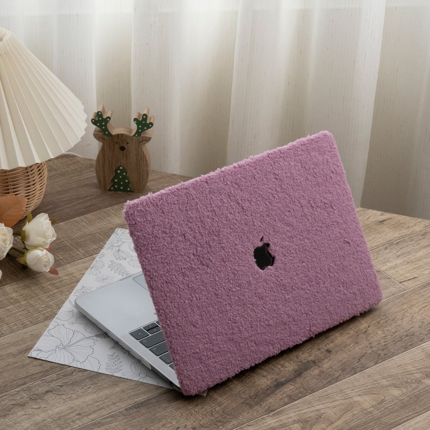 Teddy Fleece, Cardamom Purple Textured Leather Mac Case