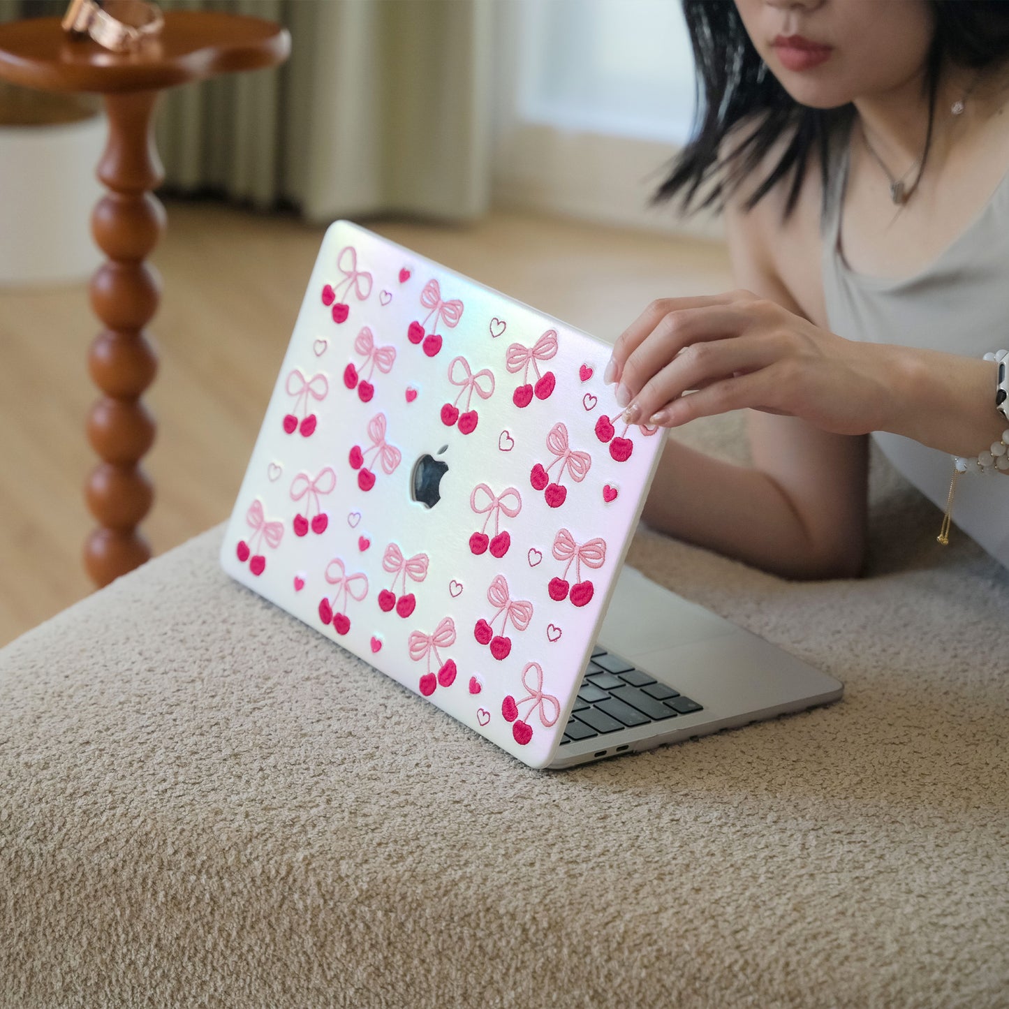 Embroidery Series ♾ Butterfly Embroidered Cherry Texture Stitching Macbook Case