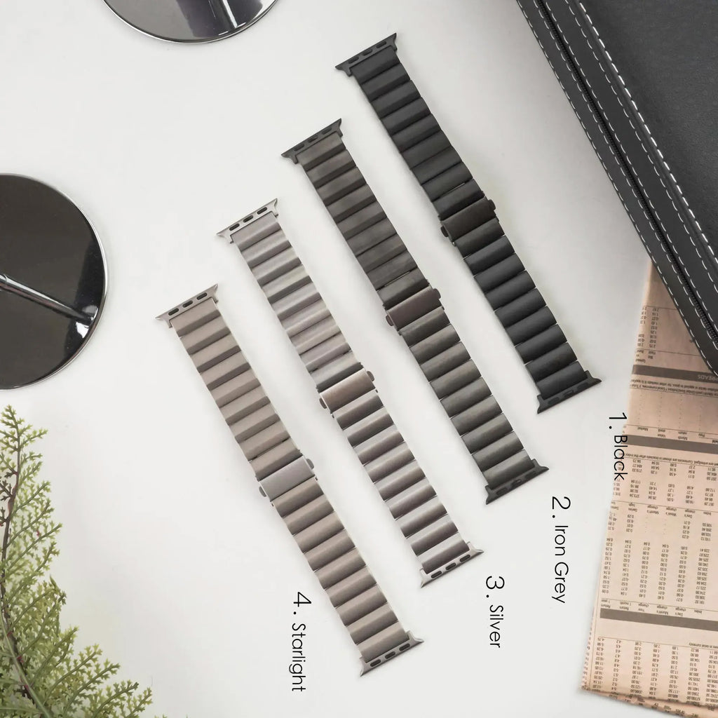 Titanium Wide Band Texture Apple Watch Band