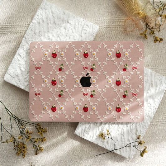 Embroidered Series ♾ Pink Mood Delicate Stitch Detailing MacBook Case
