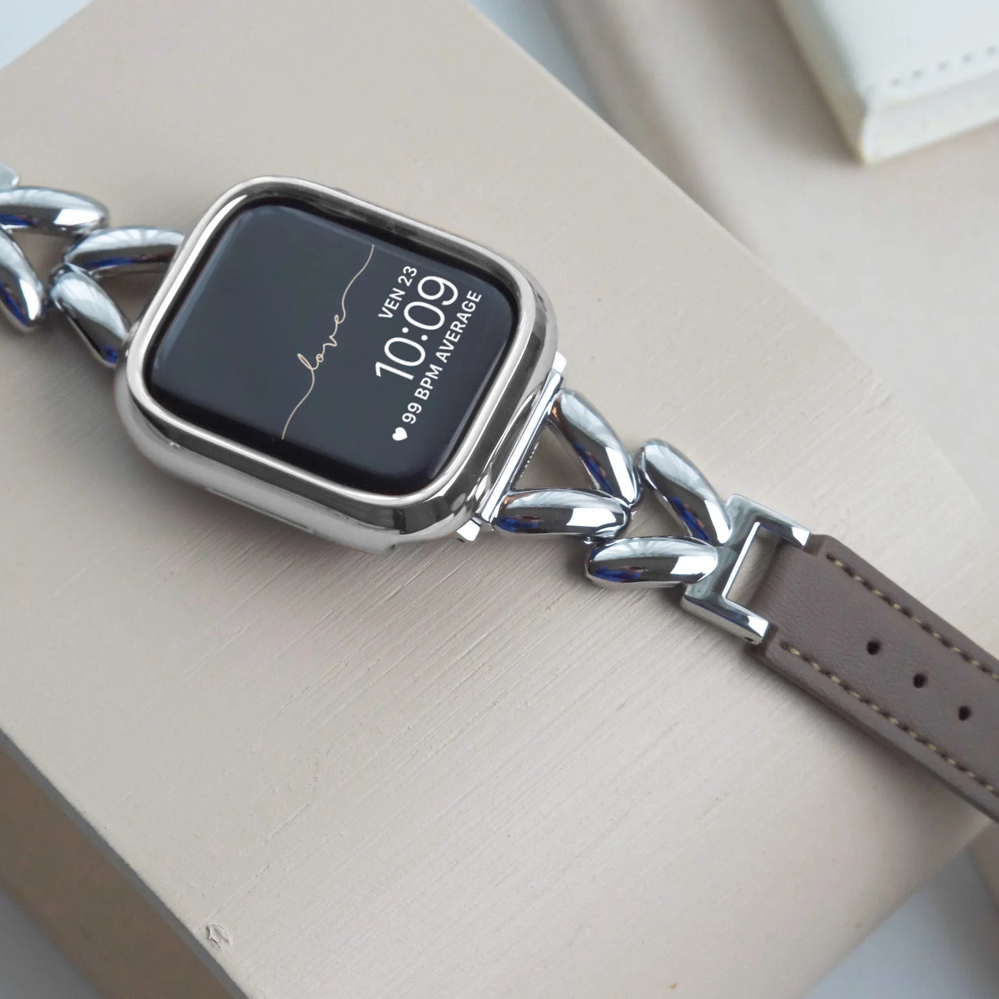 Heart-shaped Twisted Leather Mix Apple Watch Band