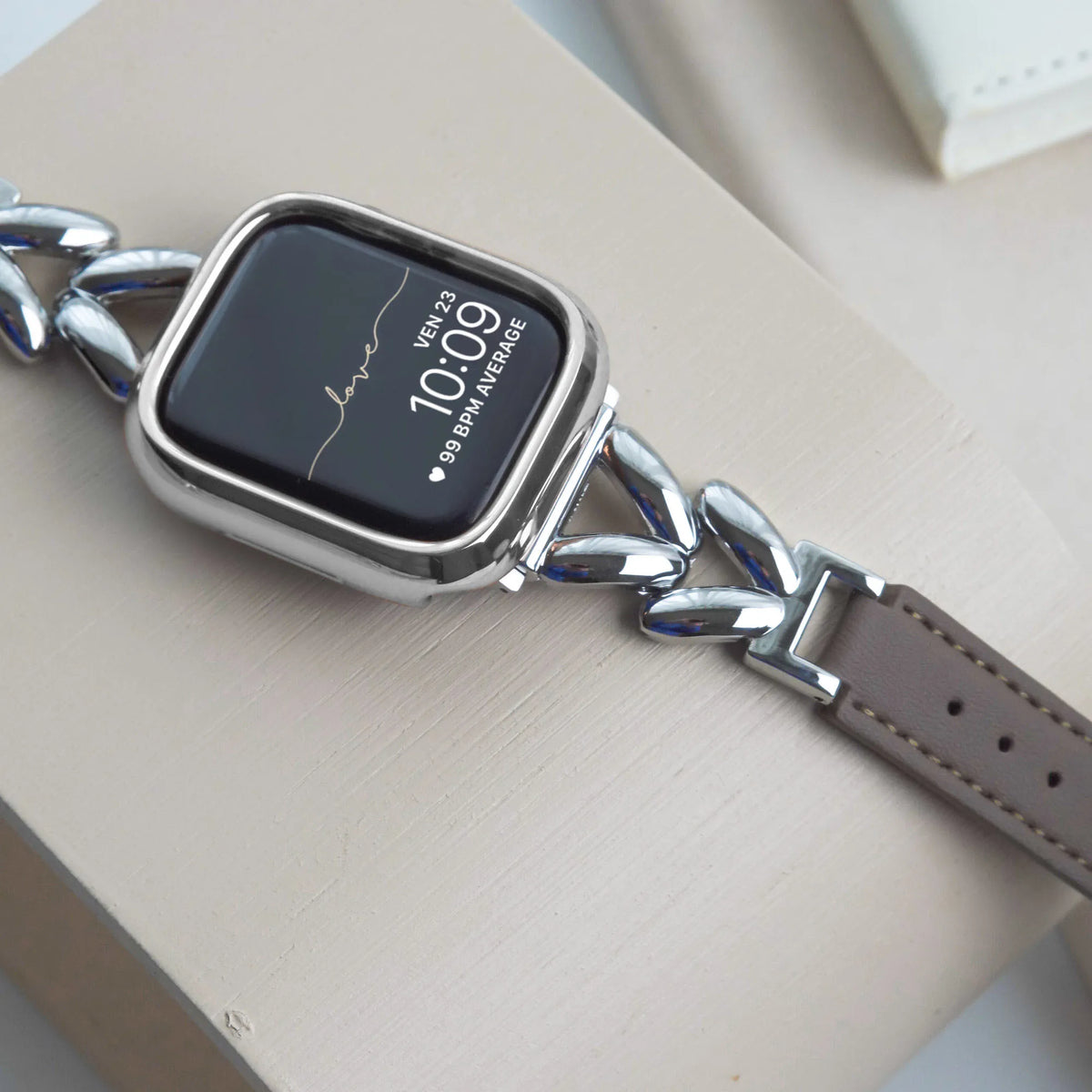 Heart-shaped Twisted Leather Mix Apple Watch Band