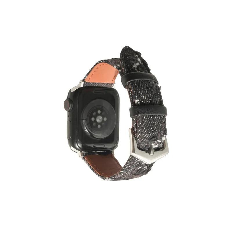 Distressed Denim Material Apple Watch Band