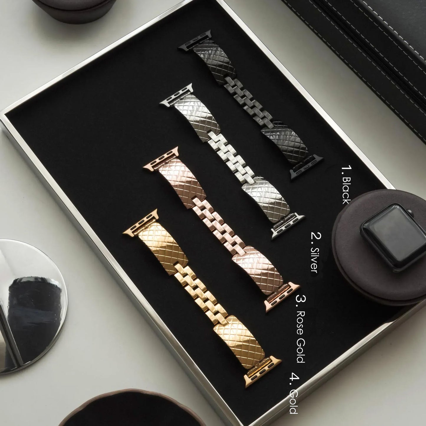 Textured Mesh Stainless Steel Metal Apple Watch Band