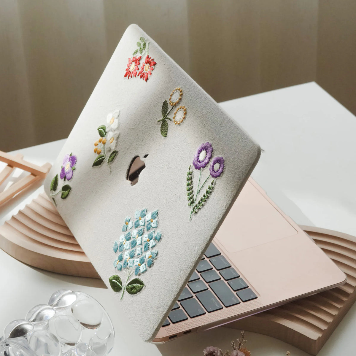 Embroidered Series ♾ Spring Whispers – Textured Stitch MacBook Case