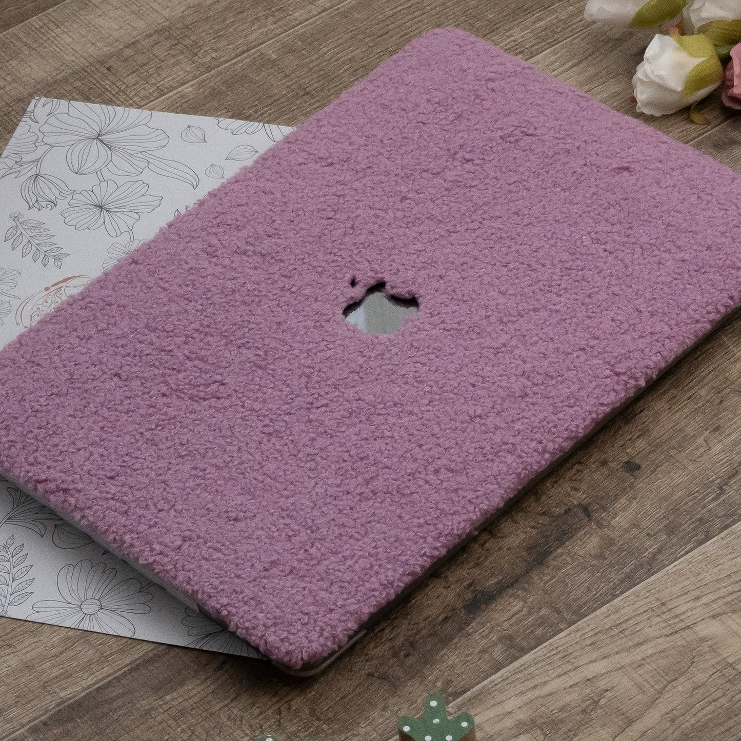 Teddy Fleece, Cardamom Purple Textured Leather Mac Case