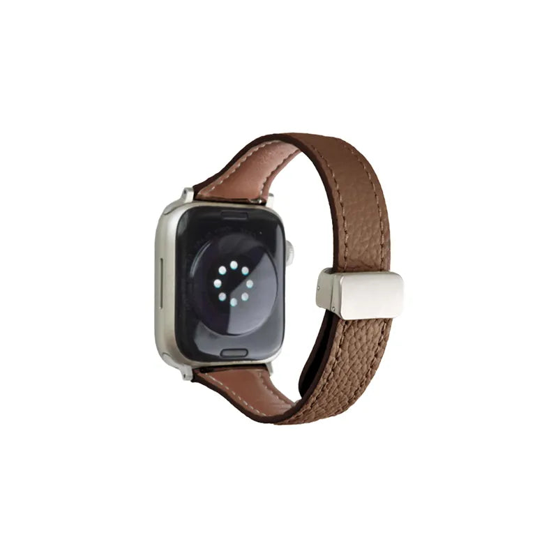 Slim Magnetic Lychee Texture Leather Apple Watch Band