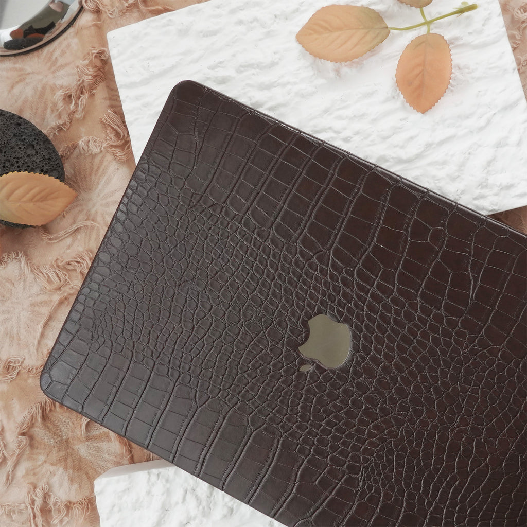 Leather Series ♾ Dark Brown Crocodile Leather MacBook Case