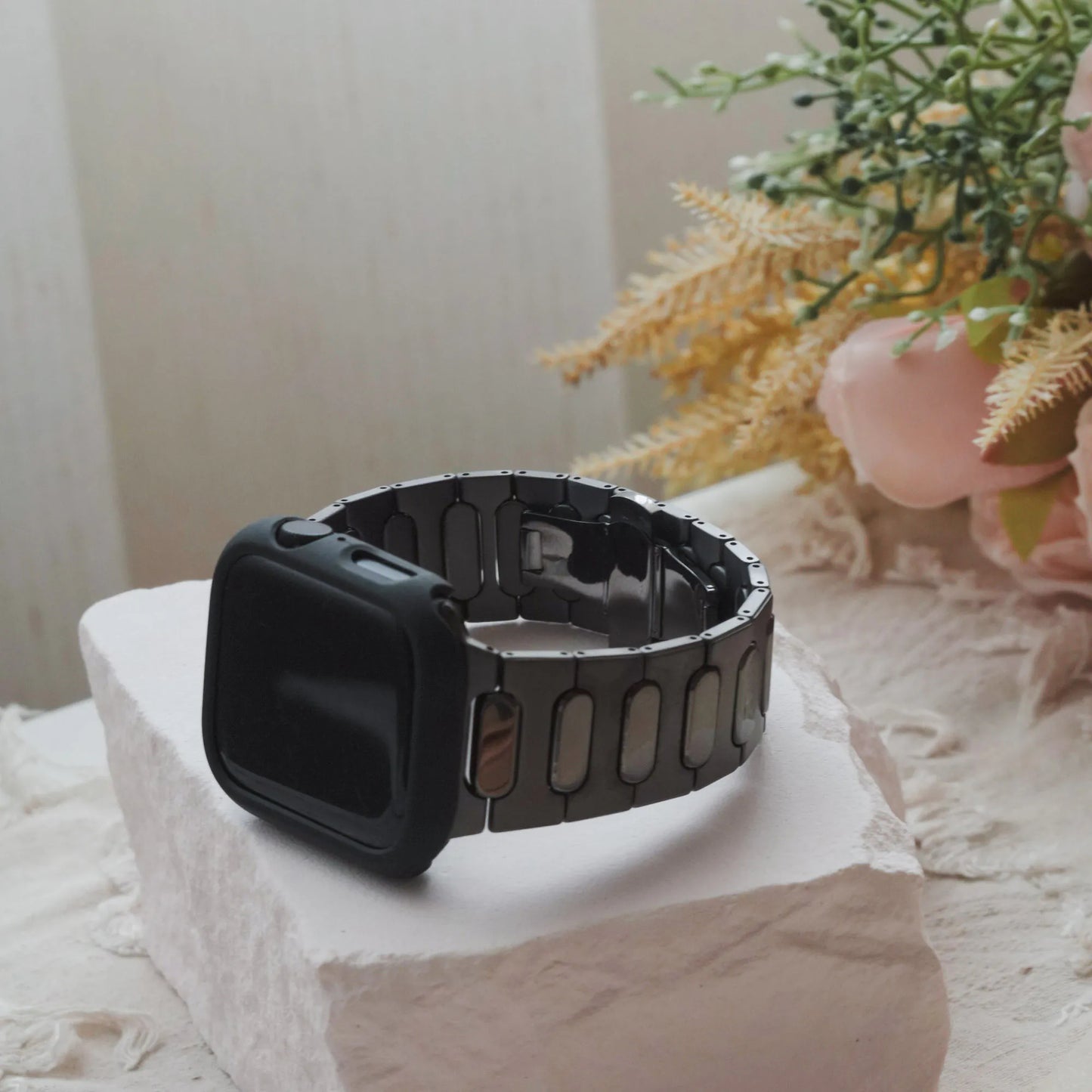 Carter Titanium Texture Butterfly Clasp Apple Watch strap