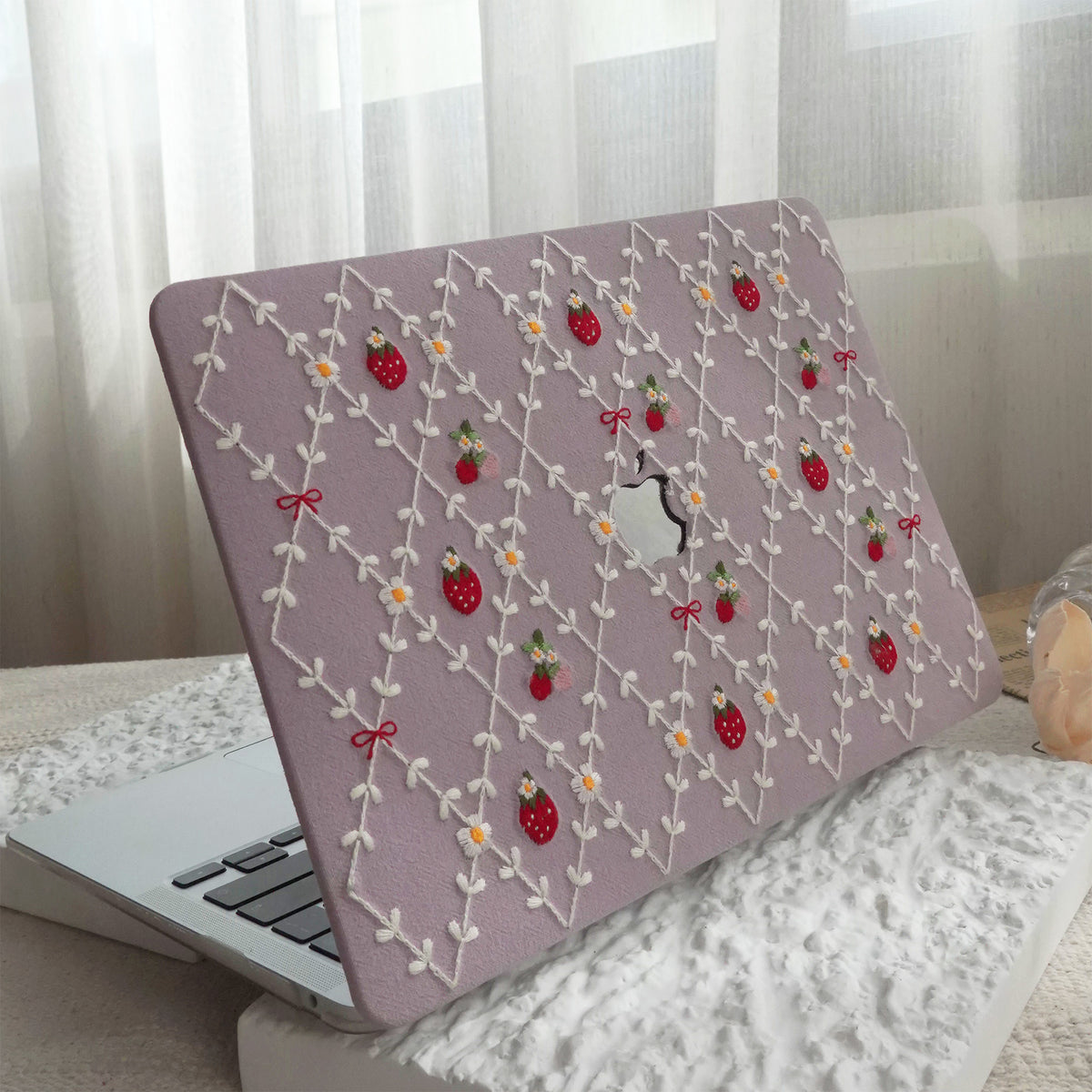 Embroidered Series ♾ Purple Mood Delicate Stitch Detailing MacBook Case