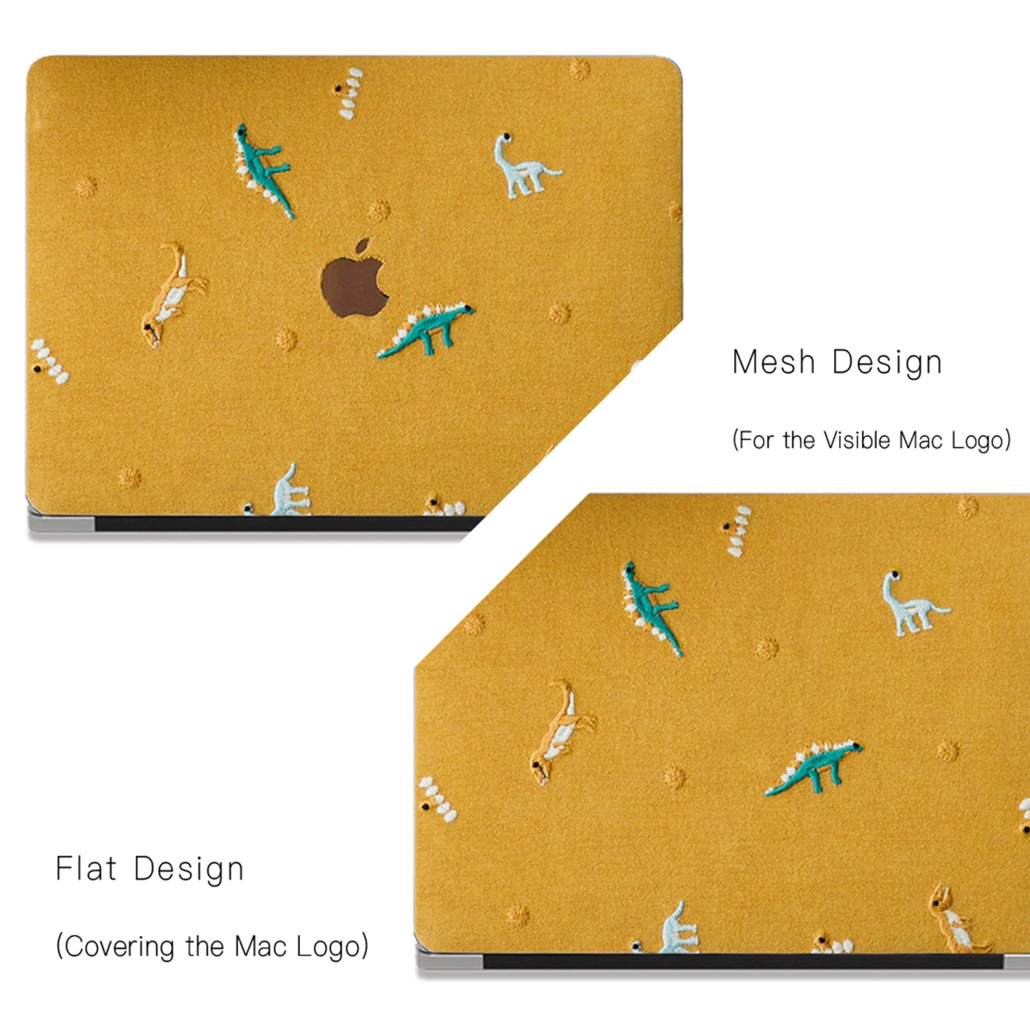 Embroidery Series ♾ Embroidered Yellow – Dinosaur Collection – Premium Stitching  MacBook Case