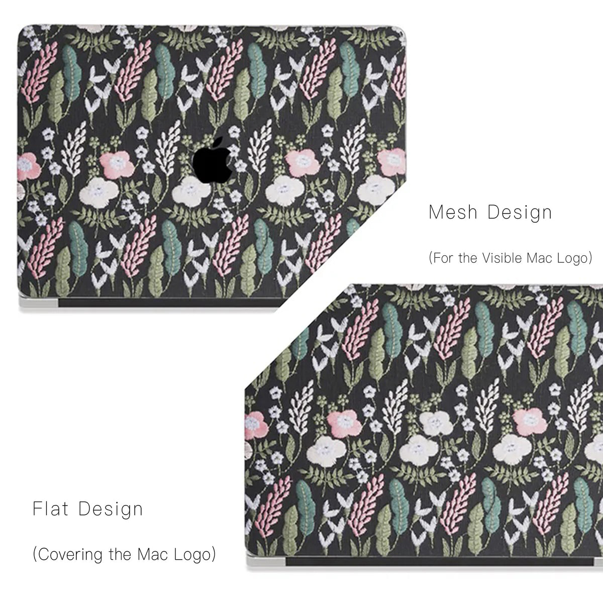 Black Sage Embroidered Leather Macbook Case