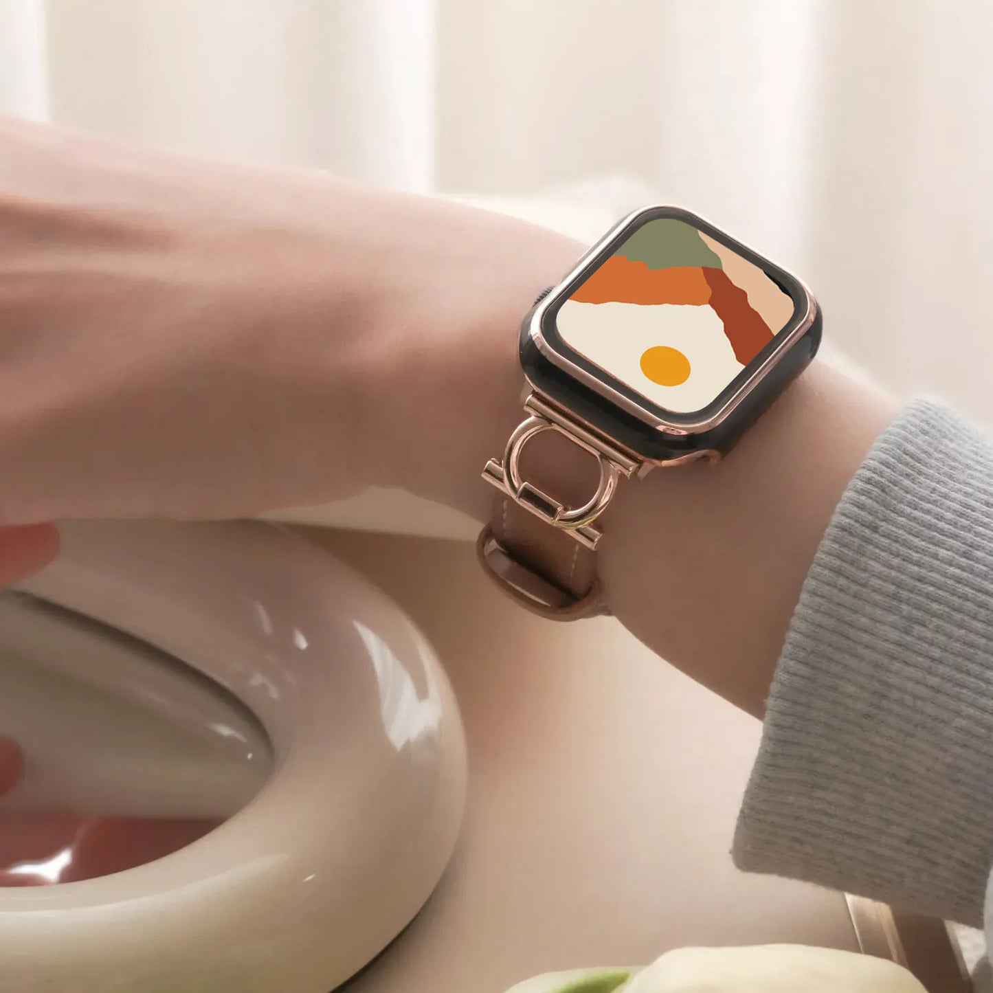Circular Design Leather Apple Watch Band