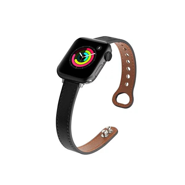 Narrow Genuine Leather Buckle Apple Watch Band