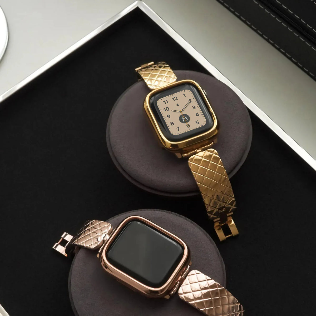 Textured Mesh Stainless Steel Metal Apple Watch Band