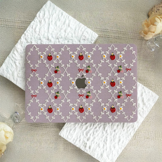 Embroidered Series ♾ Purple Mood Delicate Stitch Detailing MacBook Case