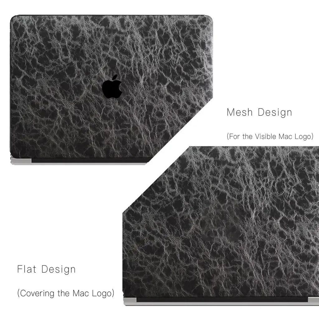 Black Grey Rock Texture Leather Macbook Case
