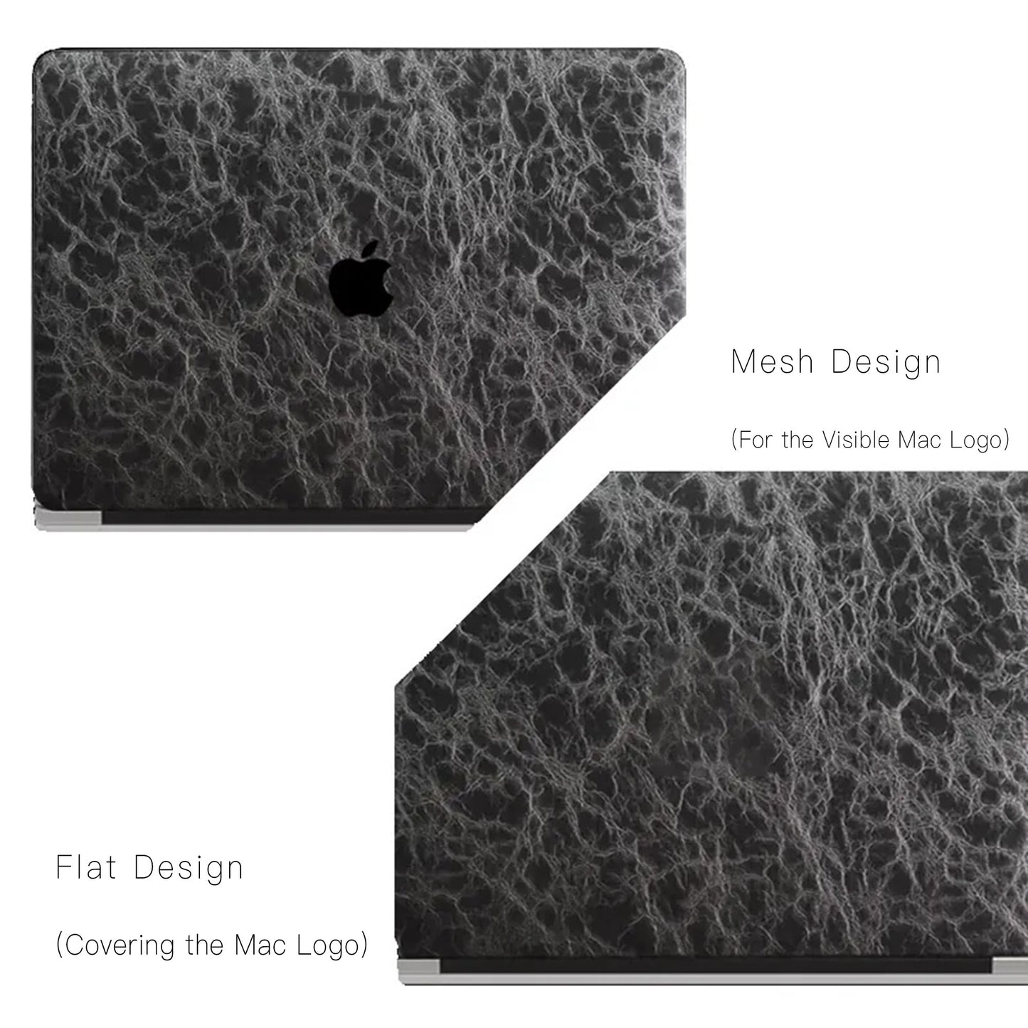Black Grey Rock Texture Leather Macbook Case
