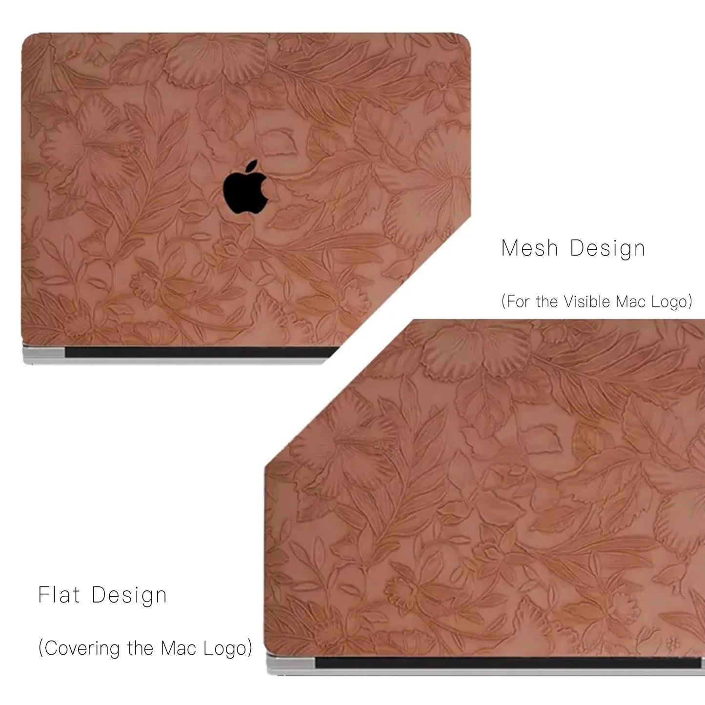 Camel Embossed Floral Leather Macbook Case