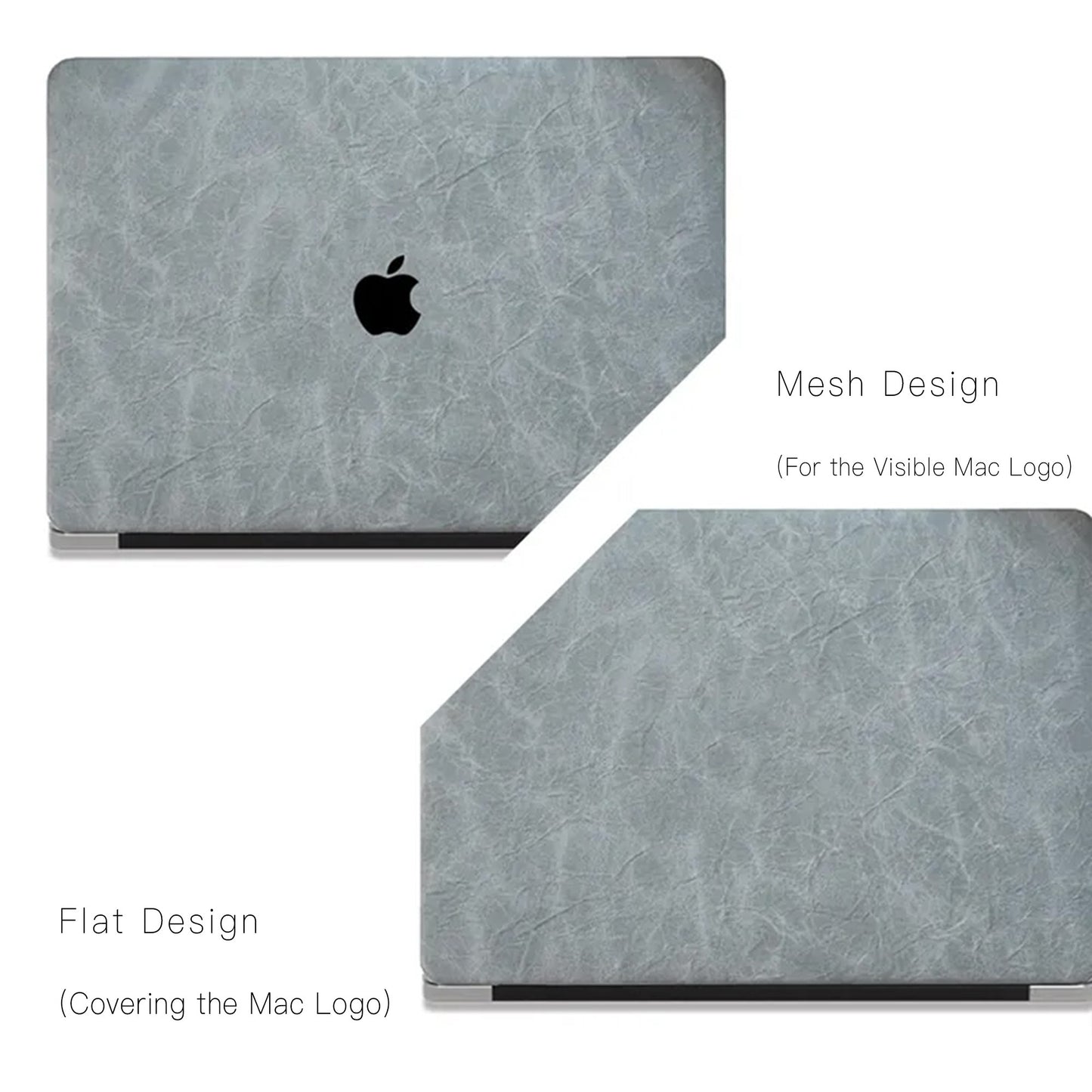 Light Grey Rock Texture Leather Mac Case