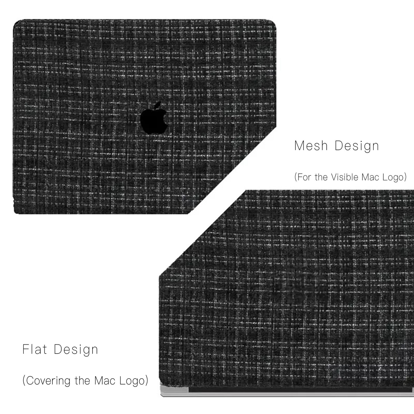 Black Plain Weave w/ Fancy Yarn Texture Macbook Case