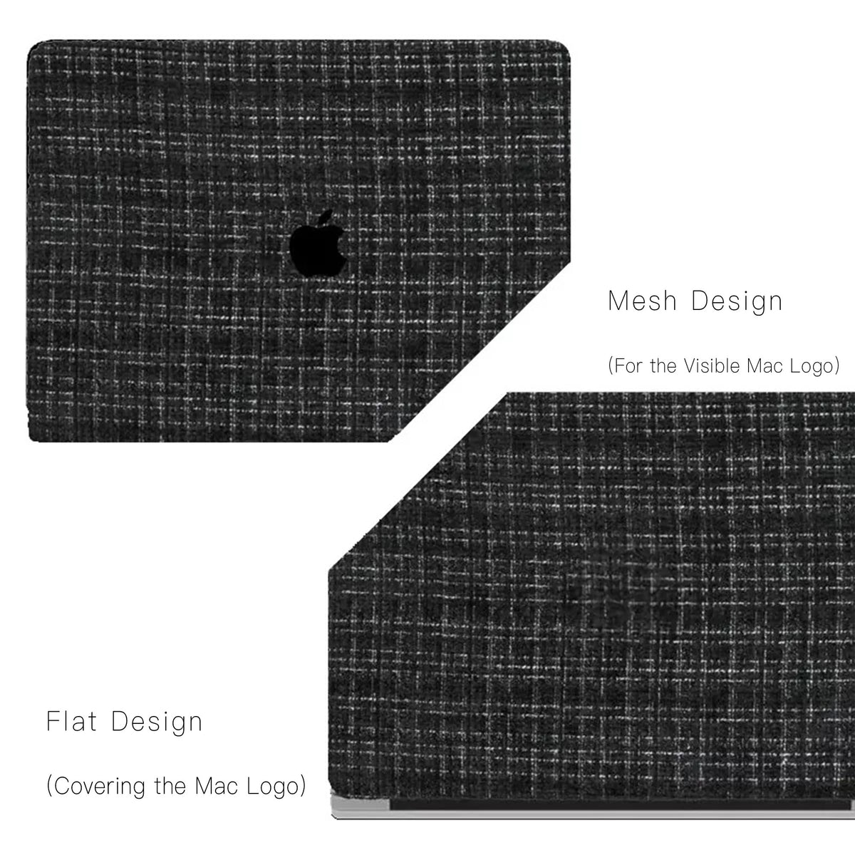 Black Plain Weave w/ Fancy Yarn Texture Macbook Case