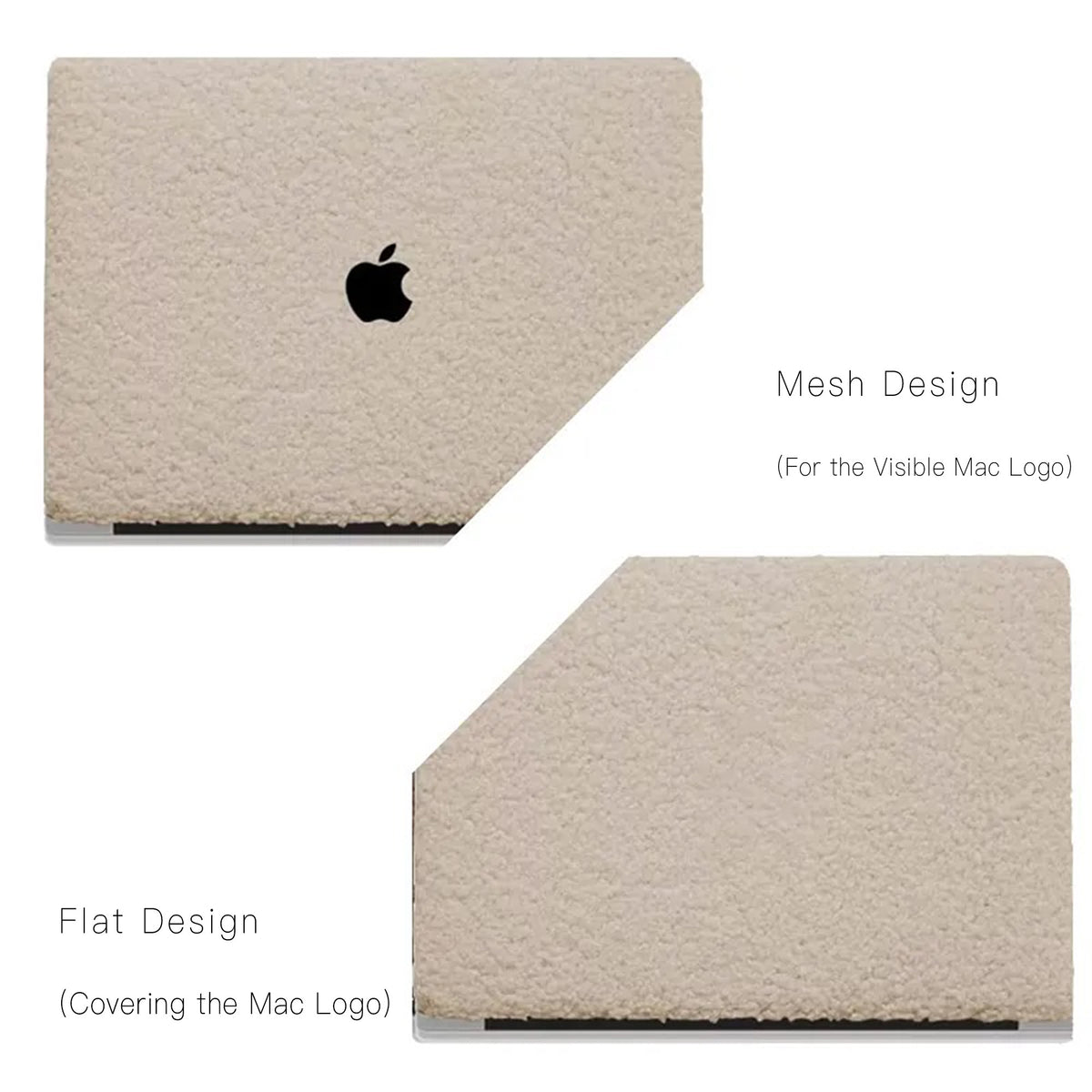 Beige Teddy Plush Leather Macbook Case