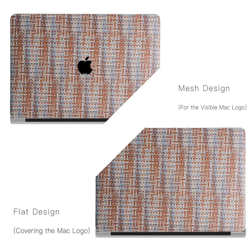 Check Leather Blue and orange Macbook Case