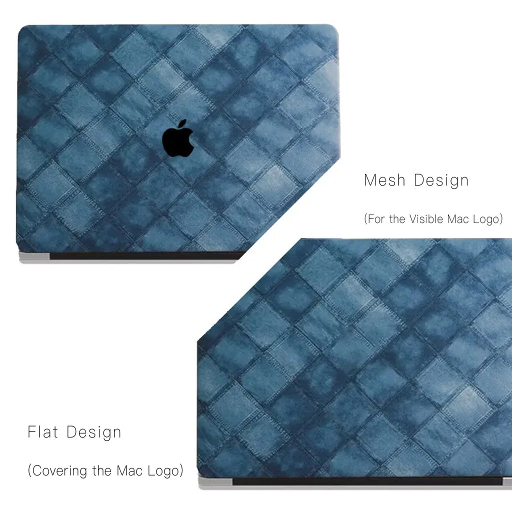 Blue Plaid Denim Fabric Macbook Case