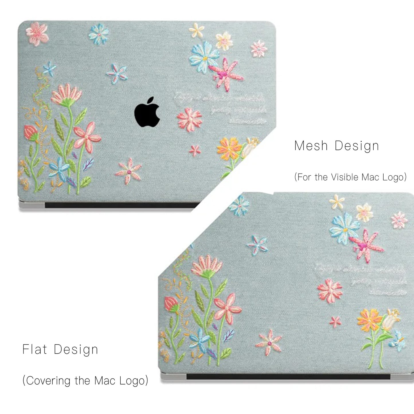 Denim Embroidery Embroidered Leather Macbook Case