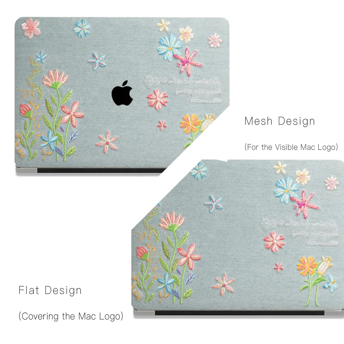 Denim Embroidery Embroidered Leather Macbook Case
