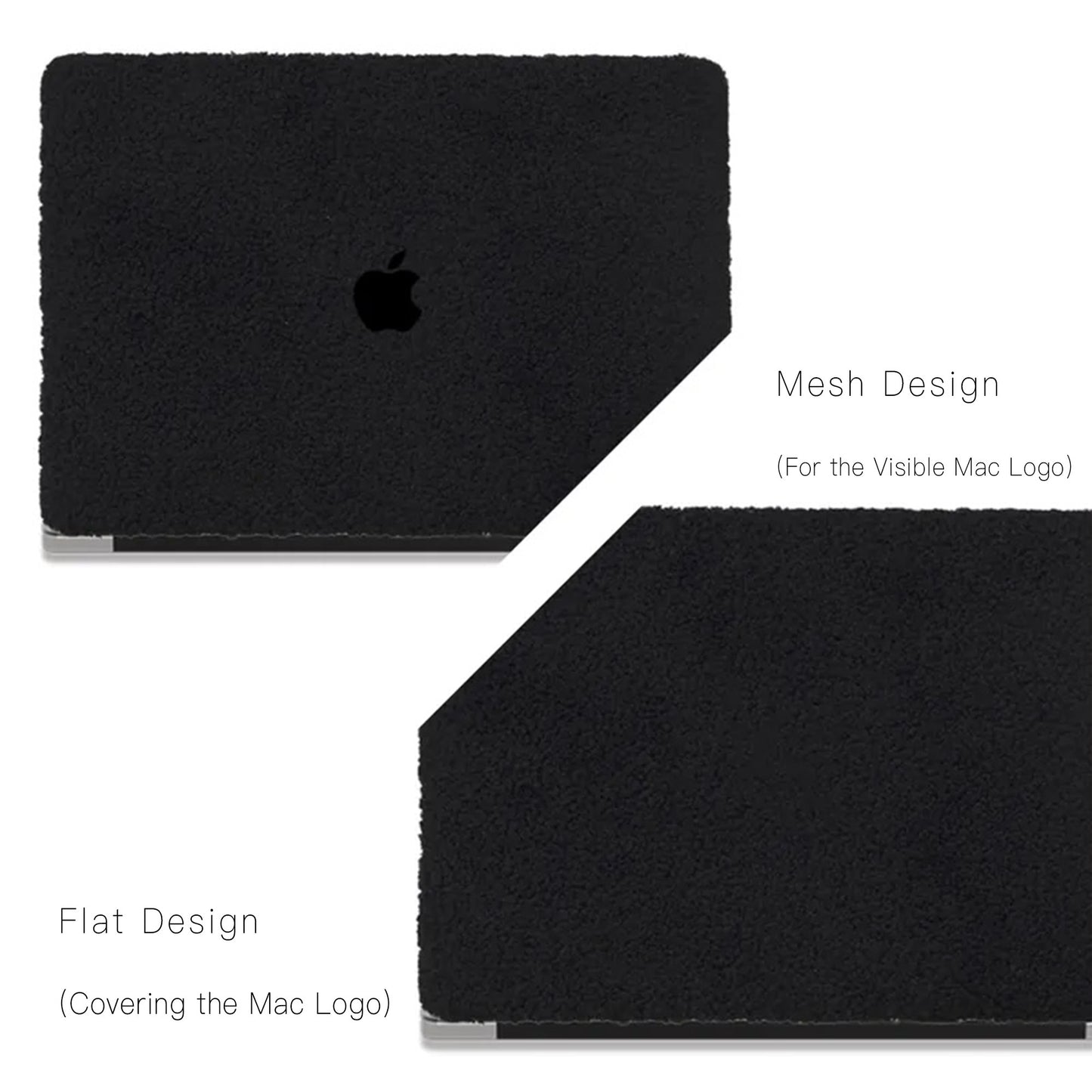 Black Teddy Plush Leather Macbook Case