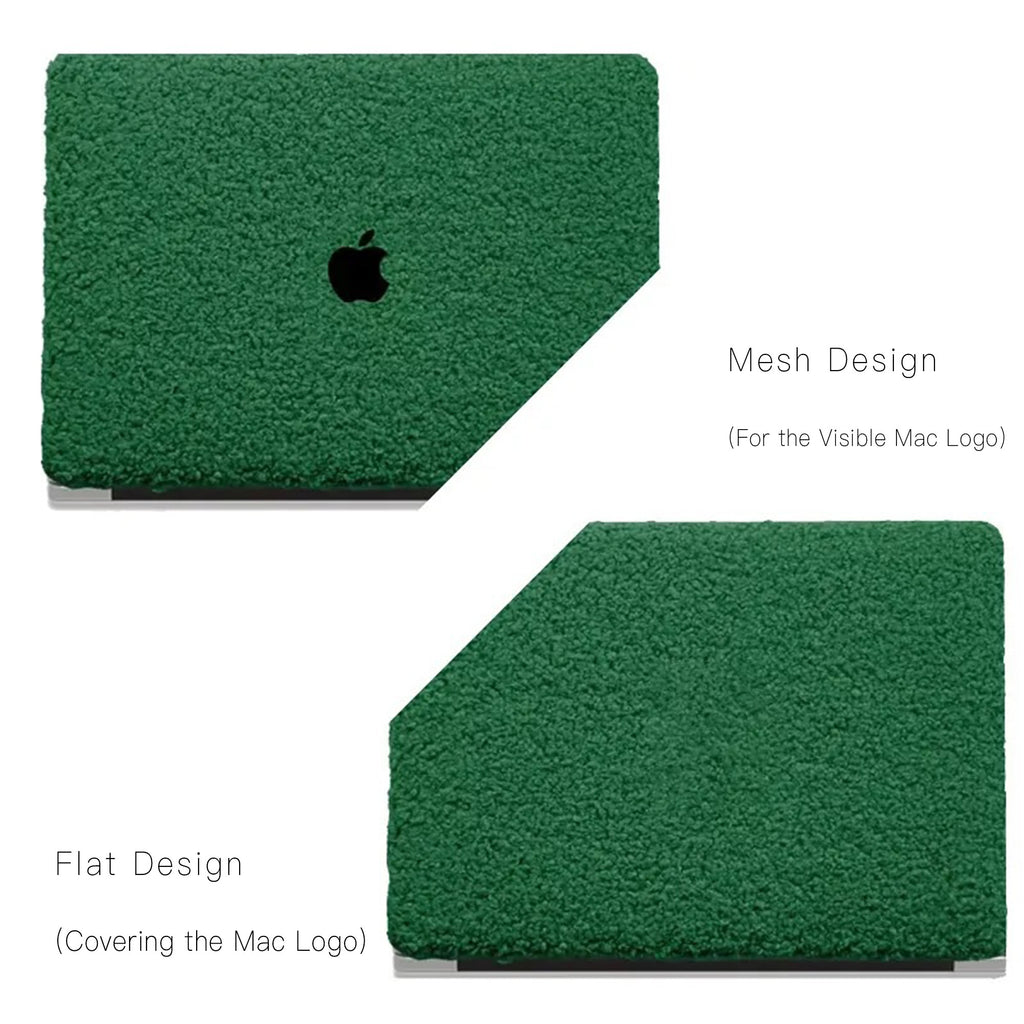 Basil Green Teddy Plush Leather Macbook Case