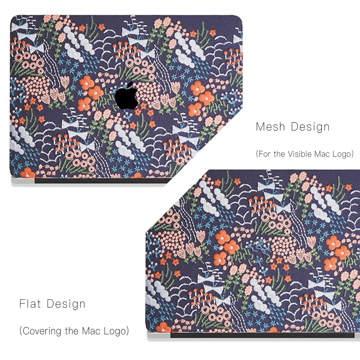 Black Bloom Embroidered Leather Macbook Case