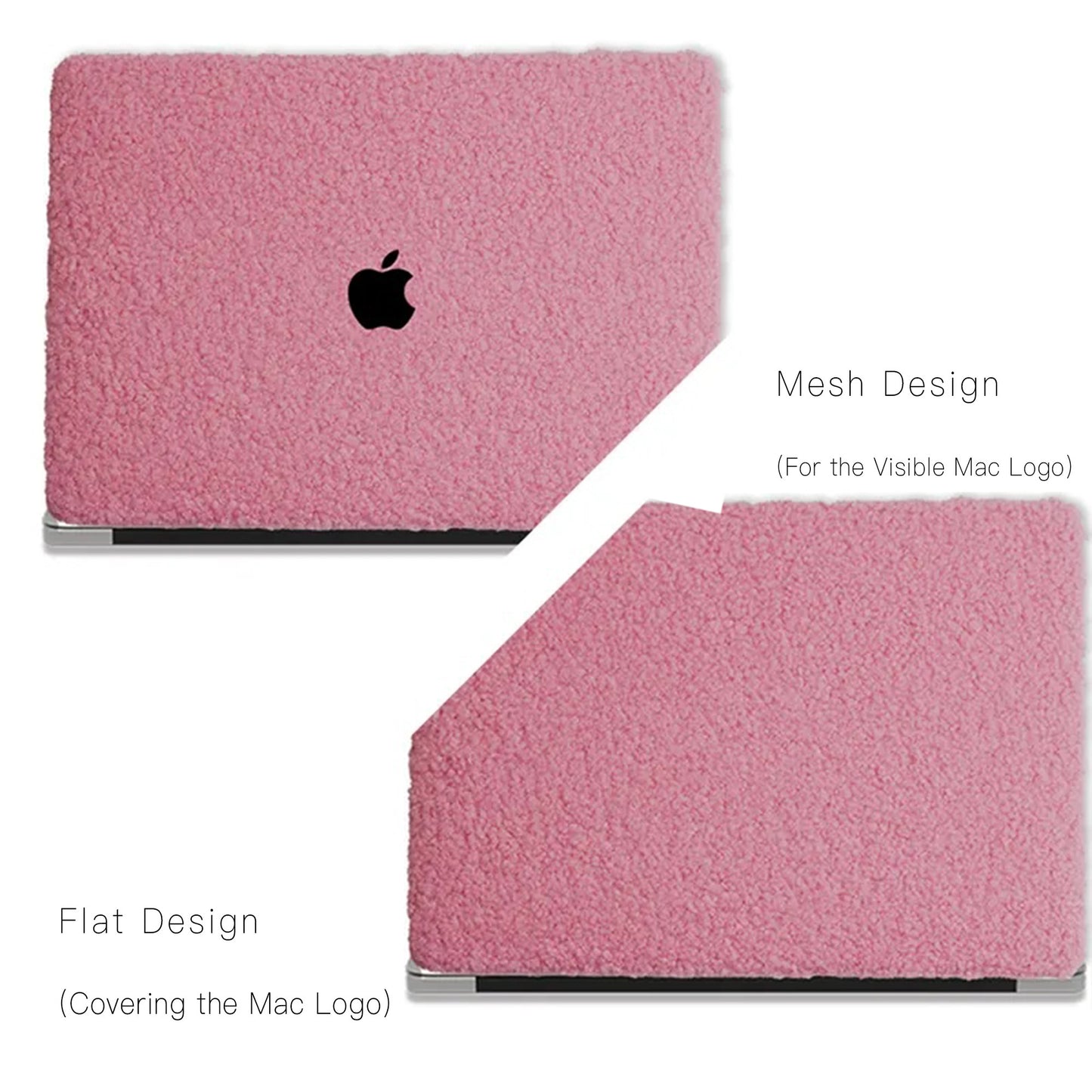 Neon Pink Teddy Plush Leather Macbook Case