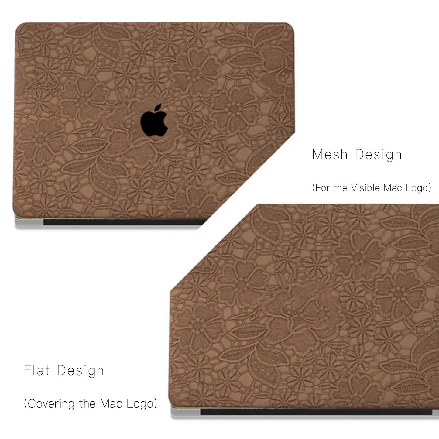 Chocolate Embossed Floral Leather Macbook Case