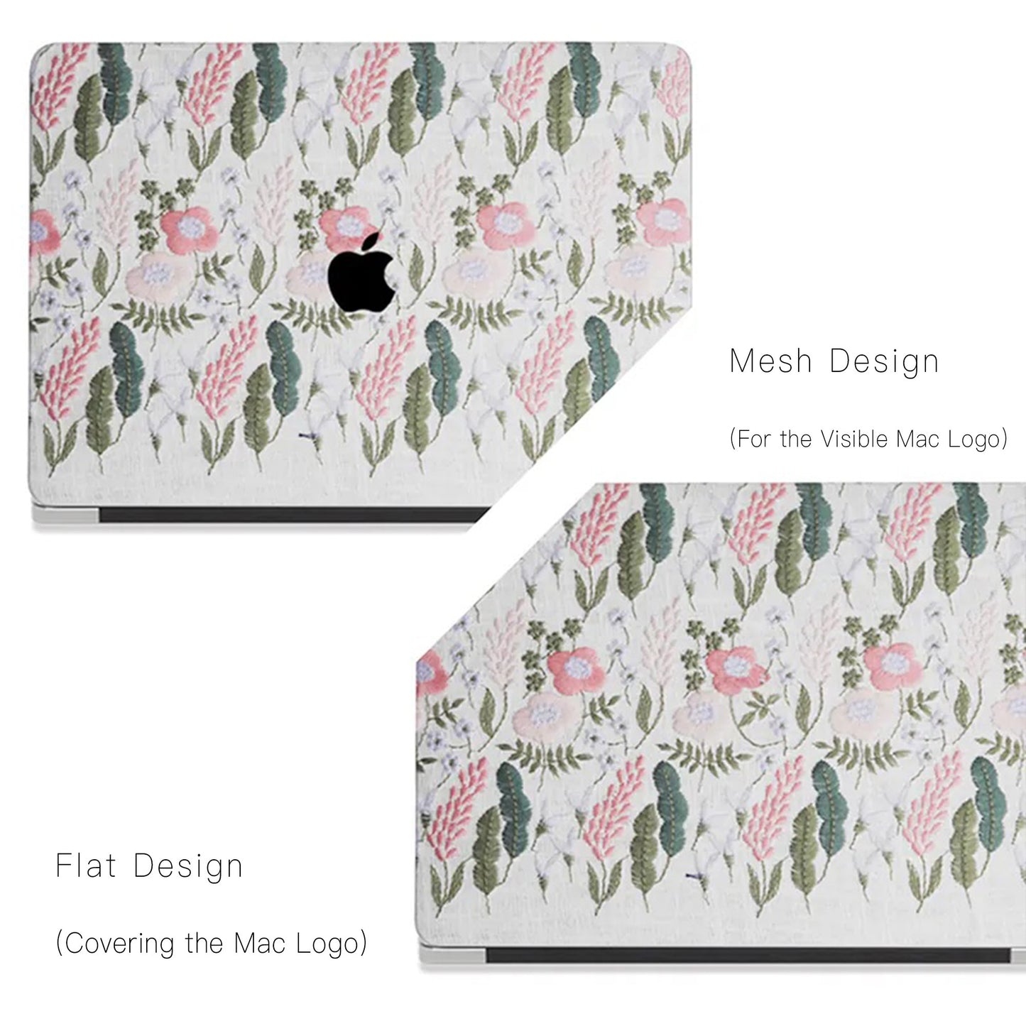 White Sage Embroidered Leather Macbook Case