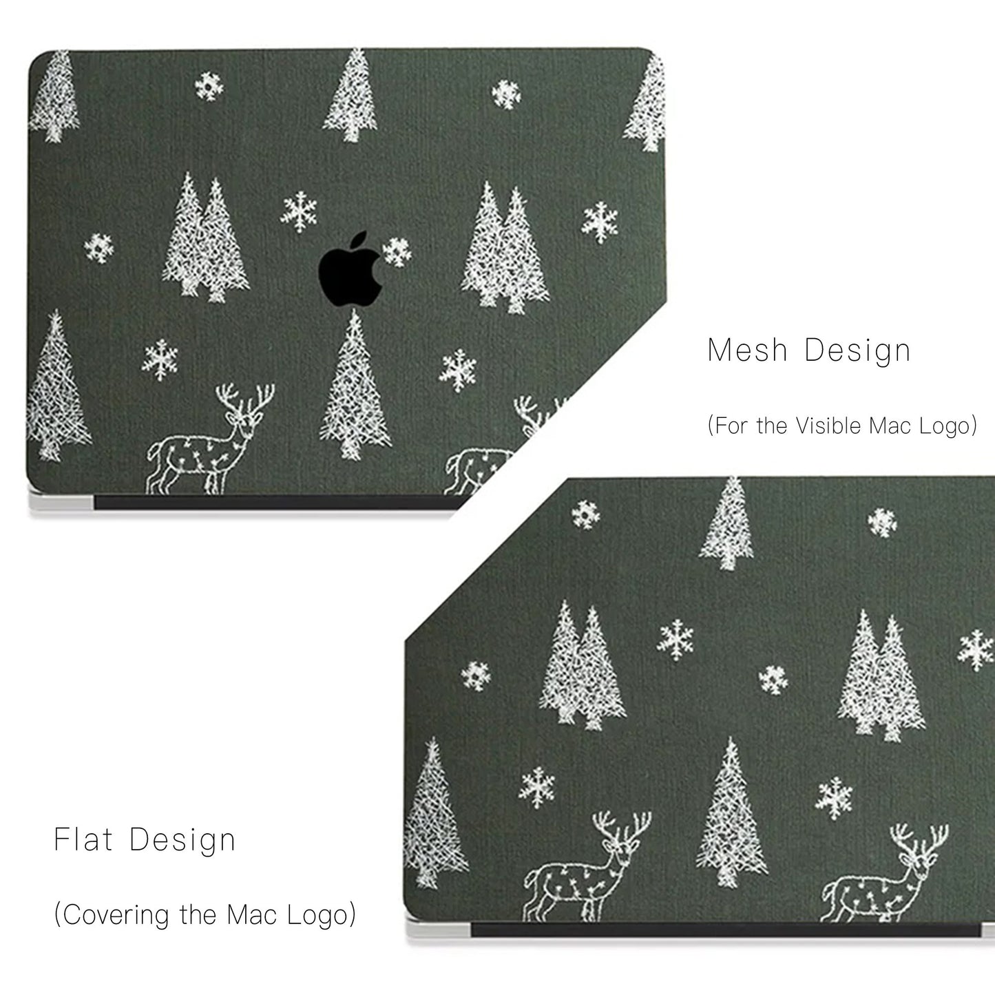 Christmas tree & Elk Embroidered Leather Macbook Case