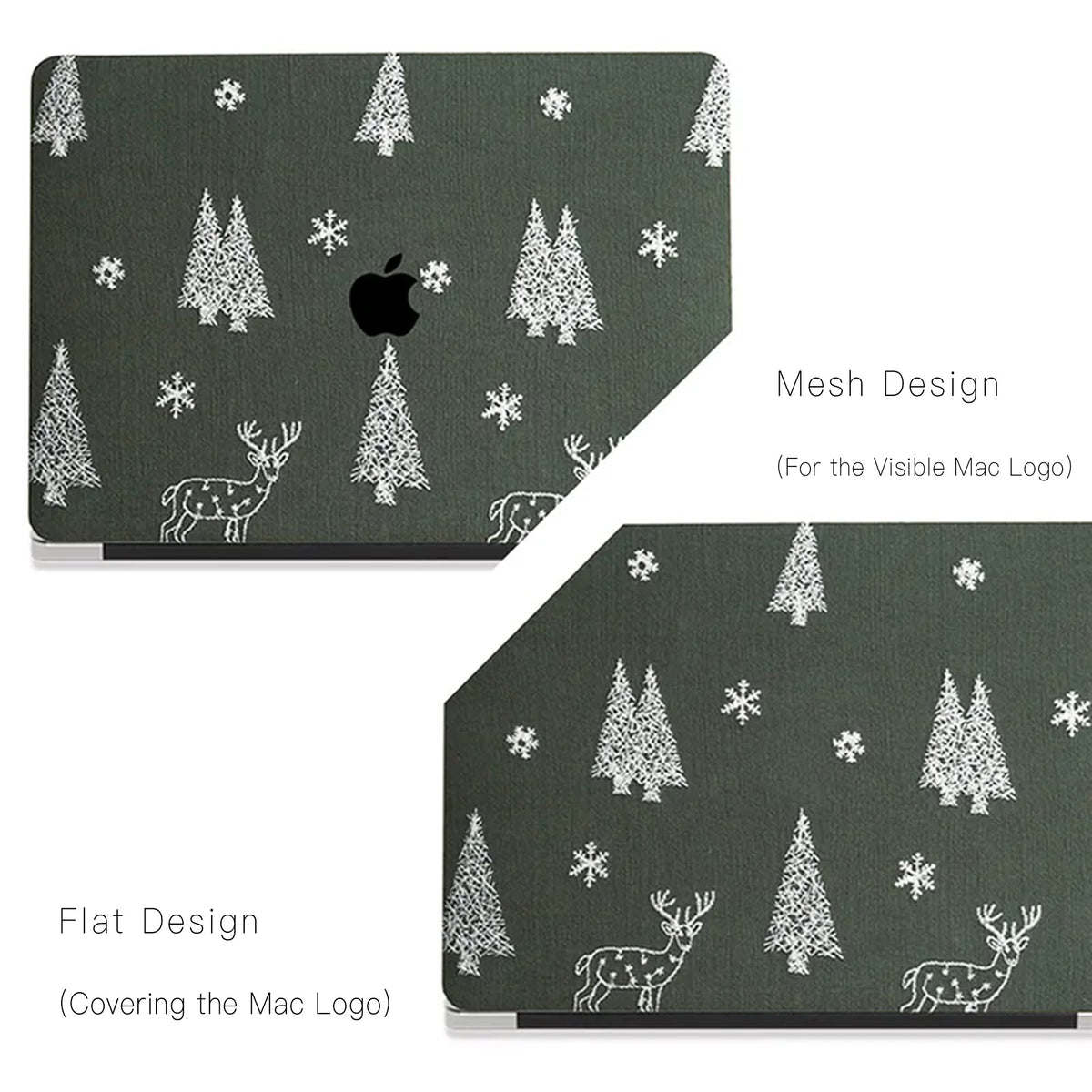 Christmas tree & Elk Embroidered Leather Macbook Case