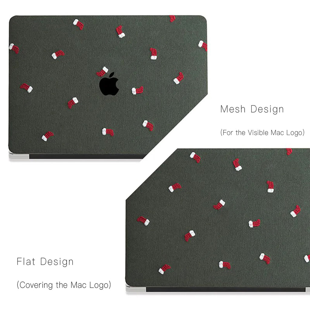 Christmas socks Embroidered Leather Macbook Case