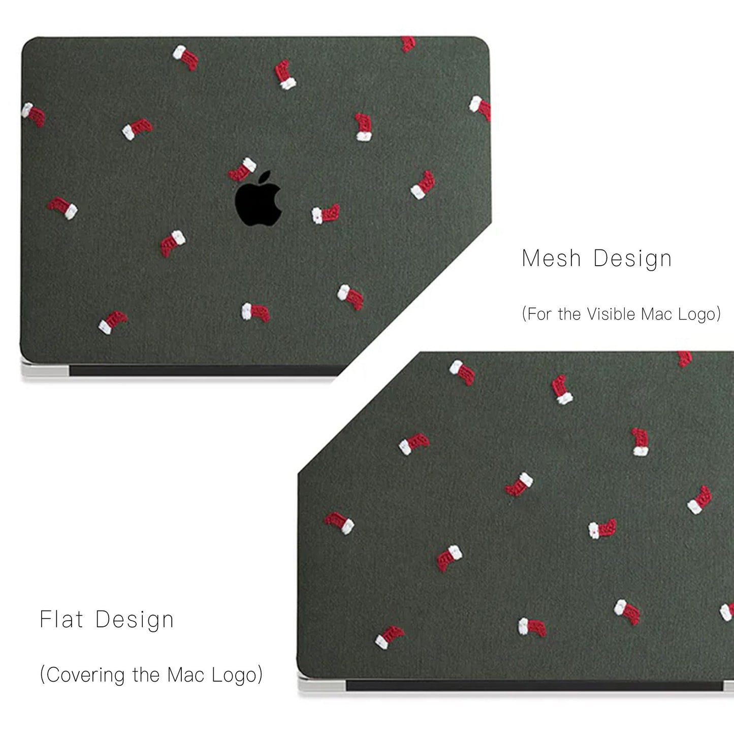 Christmas socks Embroidered Leather Macbook Case