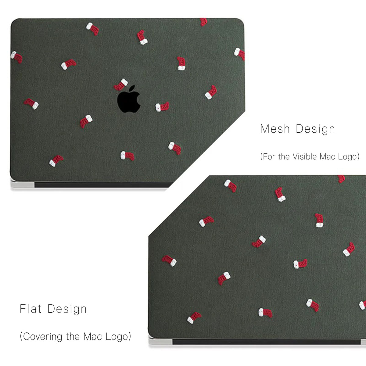 Christmas socks Embroidered Leather Macbook Case