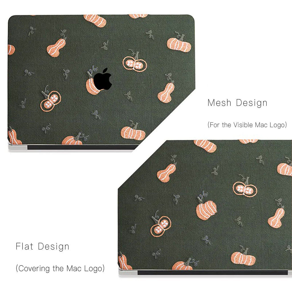 Green Pumpkin Embroidered Leather Mac Case