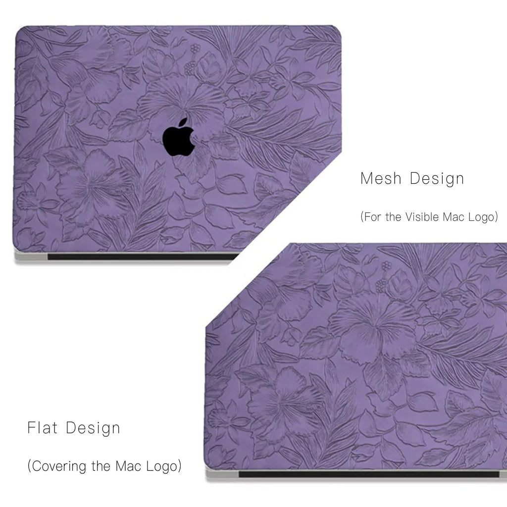 Cool Purple Embossed Floral Leather Macbook Case