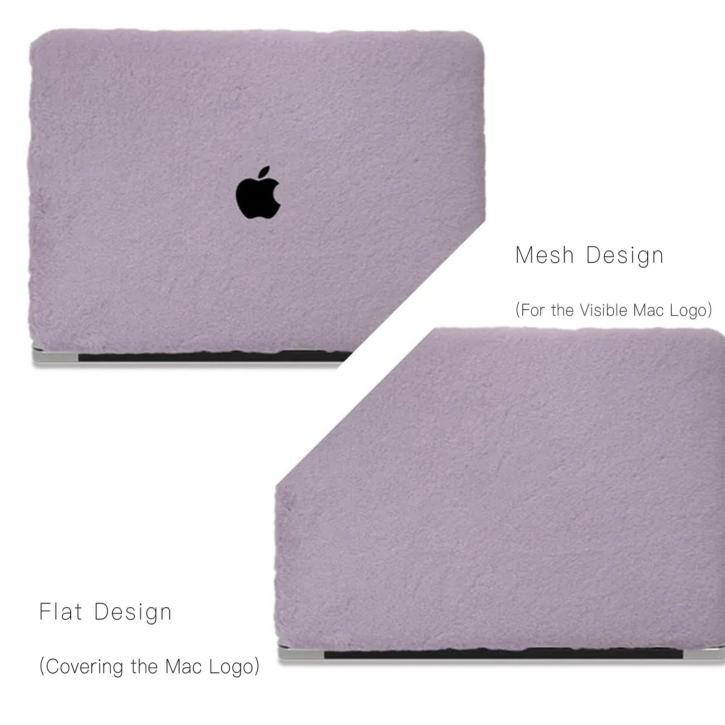 Pale Lilac rabbit fur Leather Macbook Case